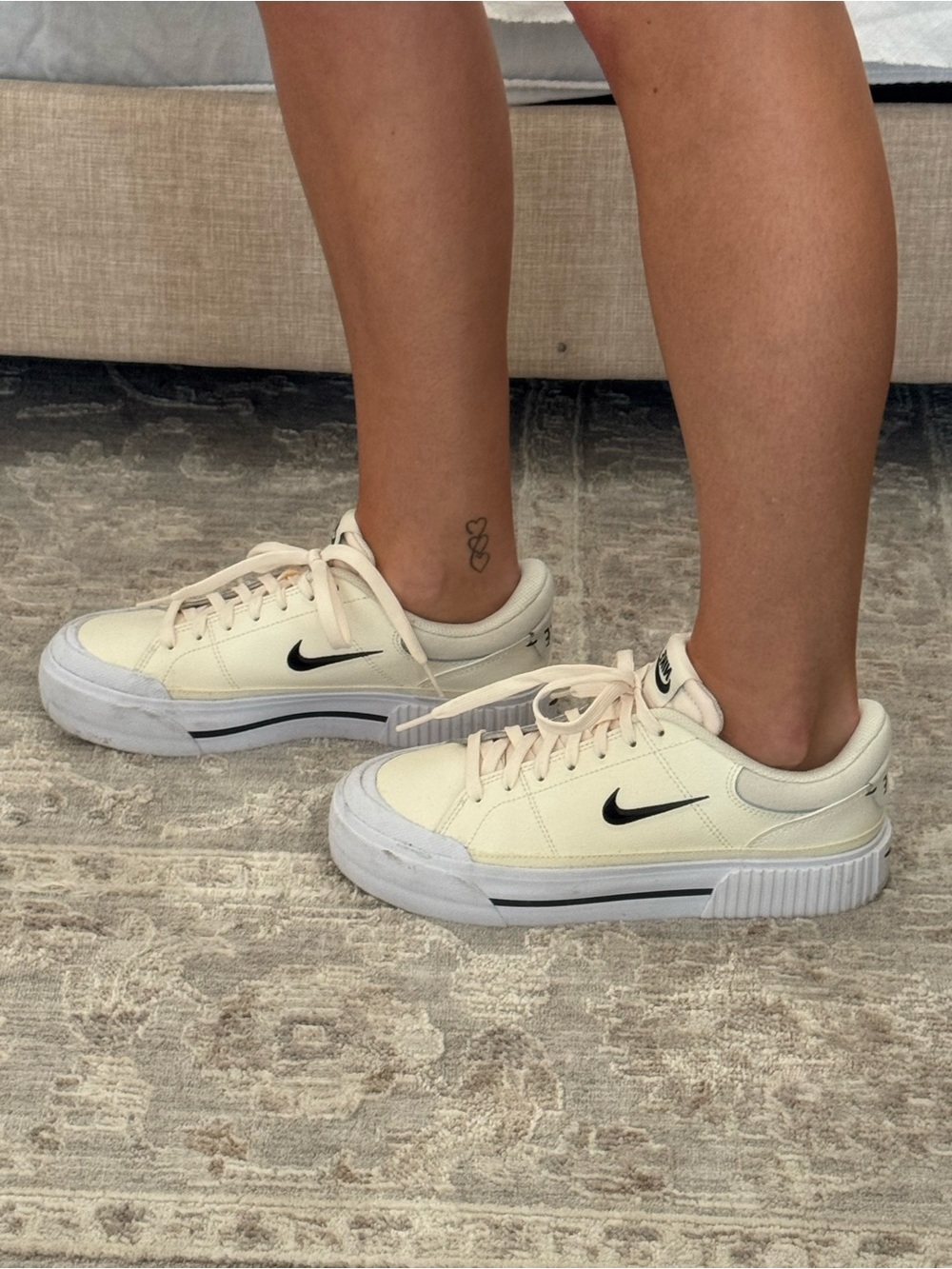 Nike Women’s Cream Low-Top Sneakers with Black Swoosh